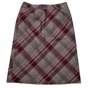 Vintage Pendleton Taupe Pink Plaid Midi Skirt